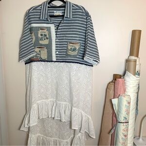 UPCYCLED Crockery Eyelet Bohemian High Low Dress